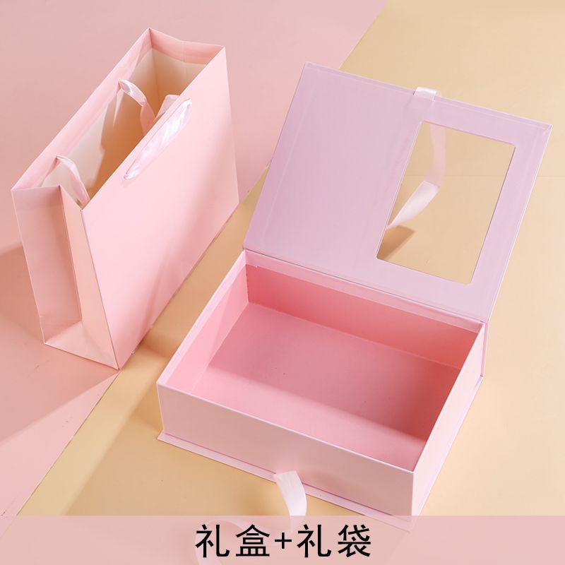 반투명 창 선물 상자 - 핑크, 사양 없음