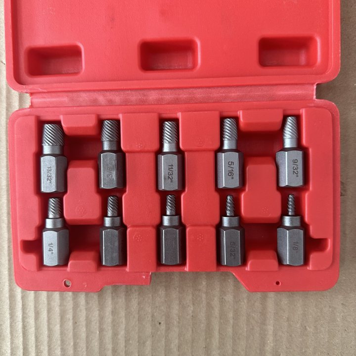 破损受损螺母螺栓取出器10pc反牙六角生锈断丝取出工具