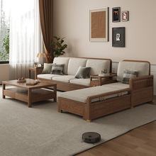 北欧白蜡木实木沙发组合冬夏两用沙发现代简约小户型转角贵妃组合