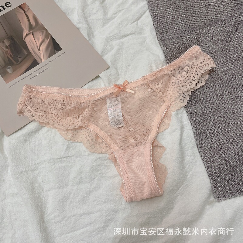 French sexy elegant lace thong comfortable breathable low waist underwear cross-border new ultra-thin cotton profile briefs