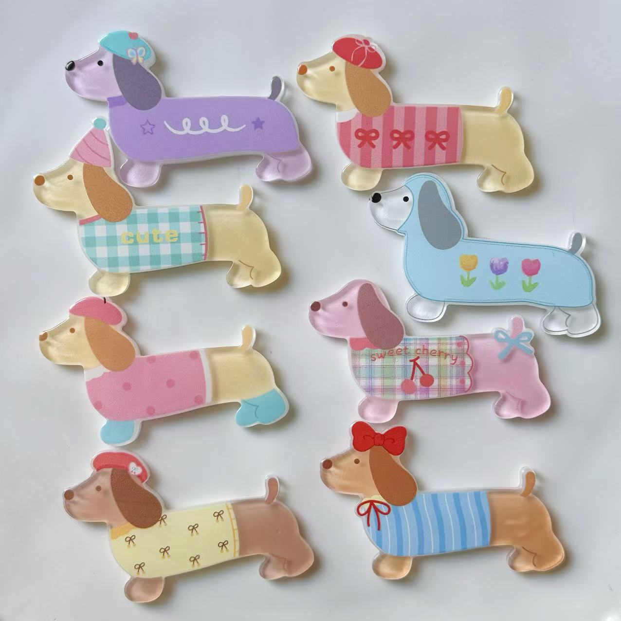 새로운 색상 닥스 훈트 개 아크릴 액세서리 DIY 수제 소재 헤드폰 휴대 전화 케이스 패치 구멍 신발 장식