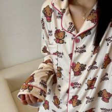 HelloKitty卡通睡衣女秋冬德绒保暖长袖套装美少女可外穿家居服