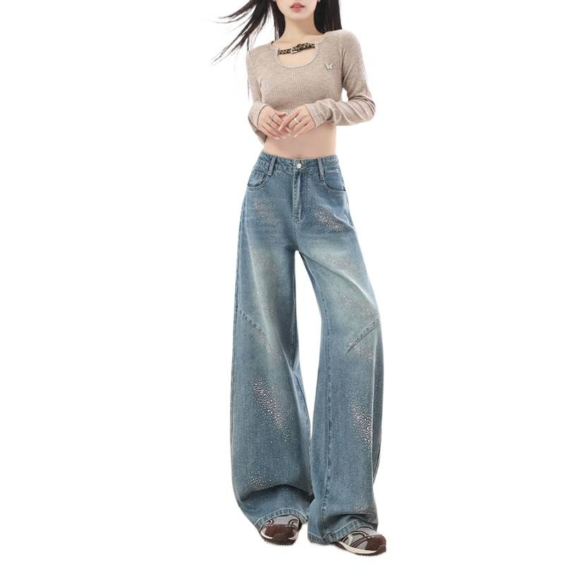 Jeans de piernas anchas para mujeres primavera grande delgada suelta de moda explosiva estrella caliente pantalones de cimeta universal image 5