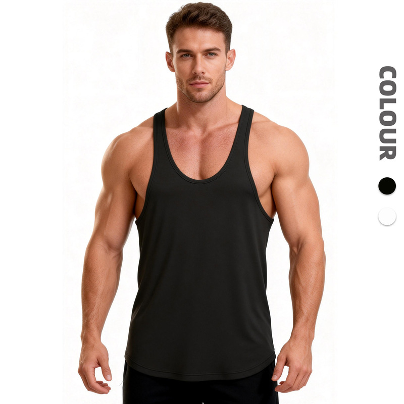 Cross-Border Quick-Drying Sports Vest for Men, Summer High-Elastic Breathable Fitness Vest, I-Shaped Training Basketball Vest