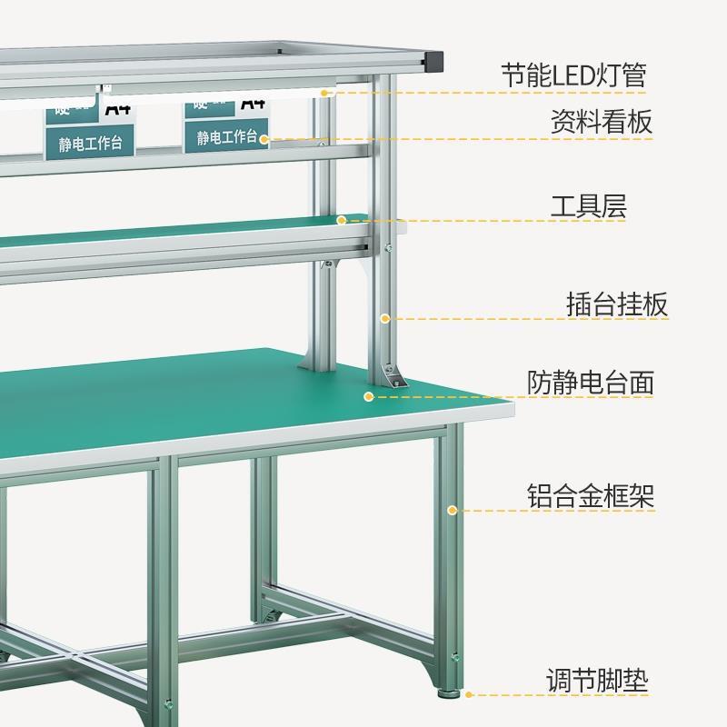 铝型材防静电工作台铝合金流水线组装检验操作台车间装配打包桌子|undefined