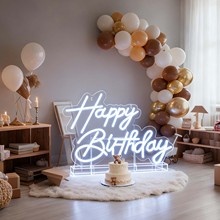 霓虹灯字母生日快乐多场景布置生日派对道具装饰led发光字USB