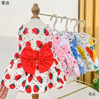 Юбка для собаки, платье с бантом, свадебное платье, весна-лето-осень, новая клетчатая одежда для домашних животных, кошек, полосатый померанский шпиц