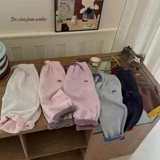 【大小卷】儿童冬季洋气加绒加厚撞色男女童休闲卫裤-77059