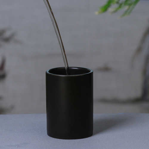 Minimalist Creative Japanese Black and White Straight Tube Handleless Hotel Toothbrush Cup Mouthwash Cup Set Logo