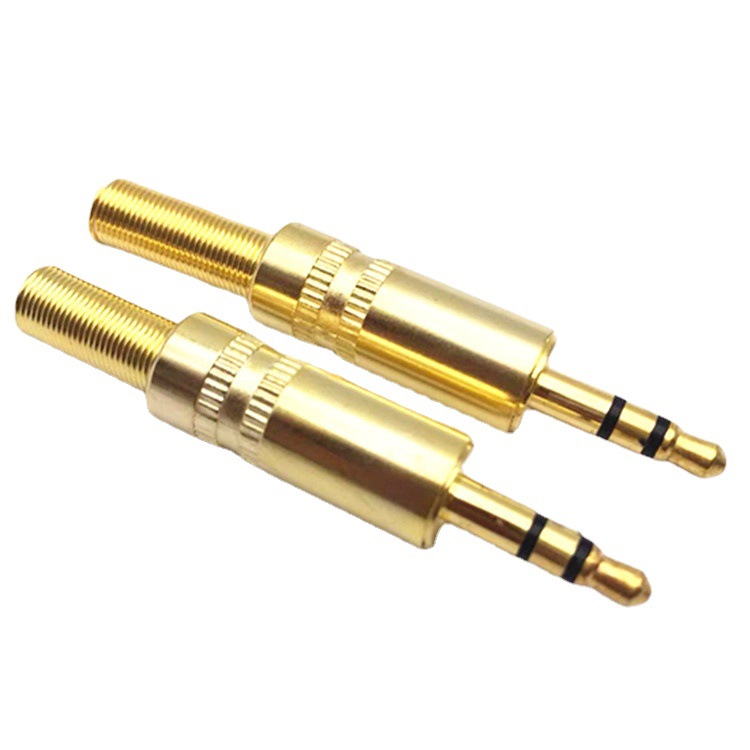镀金光面3.5mm插头小三芯镀金3.5立体声插头三级3.5耳机头DIY耳机