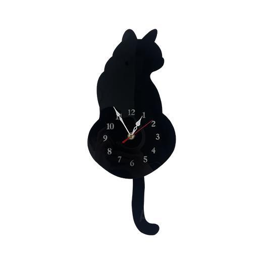 Reloj de pared de gato de cola mecedora moderno simple personalidad creativa biónica reloj real creativo de dibujos animados lindo hogar mudo colgante