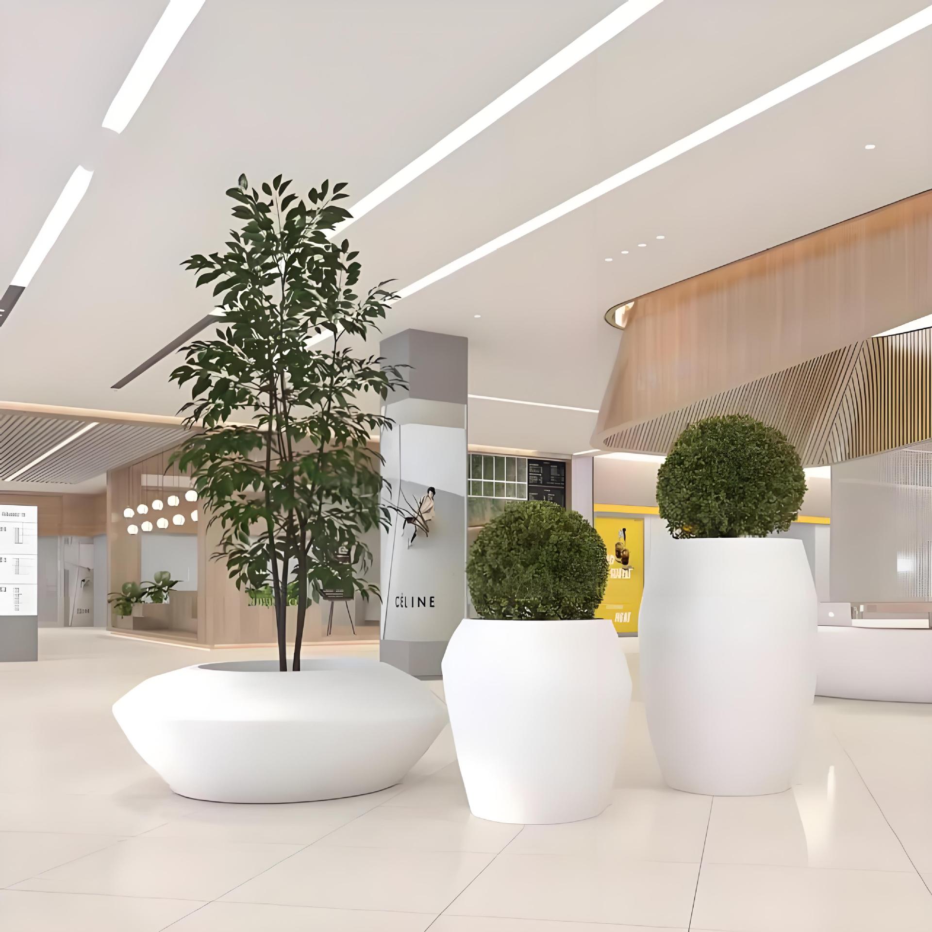 simple fibra de vidrio gran combinación de vasijas de flores creativas de moda vasijas de flores de ocio cuadrado al aire libre vasijas de árboles caja piscina de flores