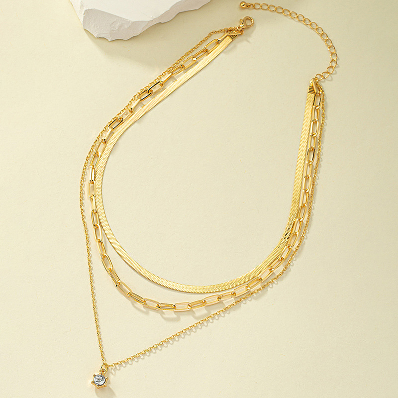 Basic Modern Style Geometric Alloy Plating Inlay Zircon Women's Layered Necklaces display picture 2