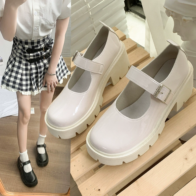 Женские туфли Мэри Джейн в японском стиле, новые летние туфли на платформе и толстой подошве 2025 года, универсальные маленькие кожаные туфли на высоком каблуке в британском студенческом стиле
