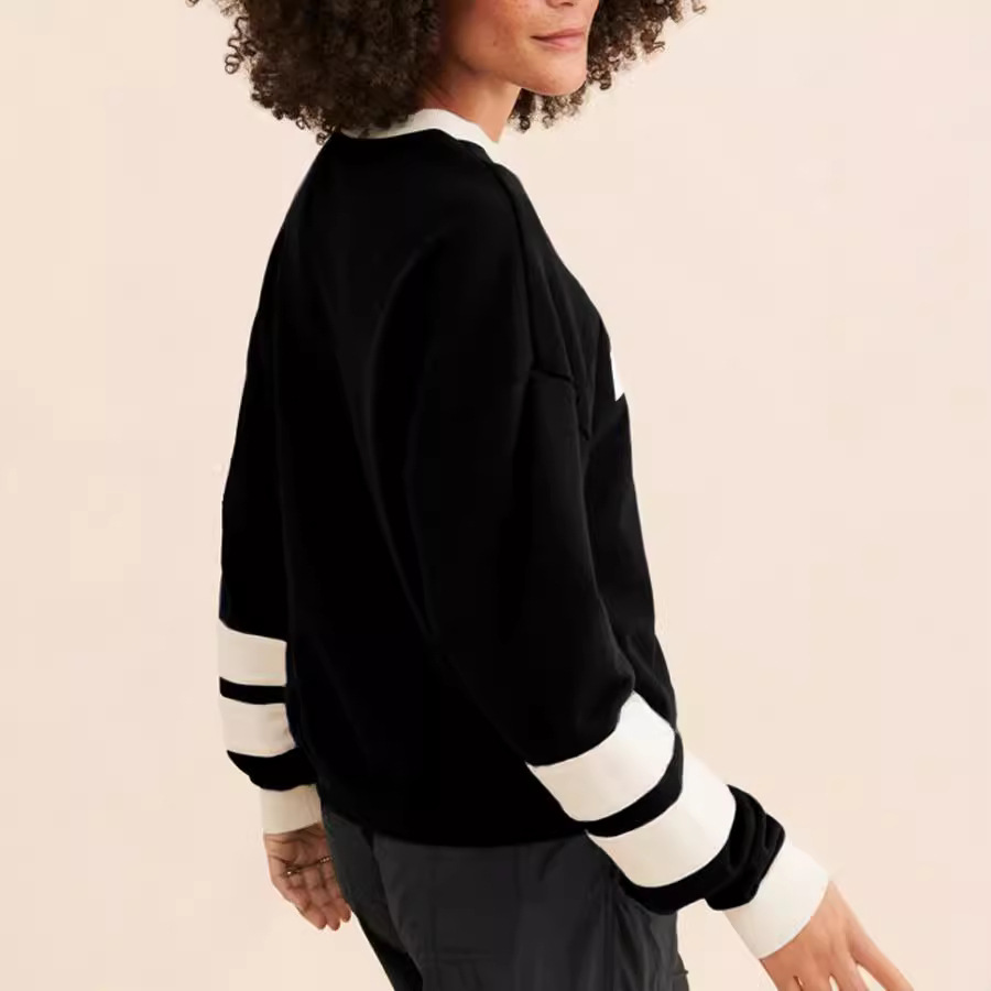 Women's Clothing women's clothing street personality contrast color letter print sweater loose versatile pullover sweater_voghion.com