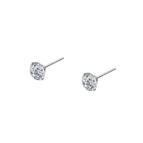 s999 pure silver super flash four-claw zircon earrings for women, minimalist, versatile, fashionable and compact, ins style sterling silver earrings wholesale