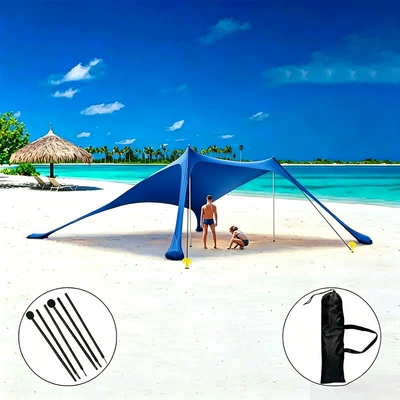 Cross-border Beach Lycra Canopy Avtomobil yan çətirləri - new-style-royal-blue-2-iron-rods-200160150cm