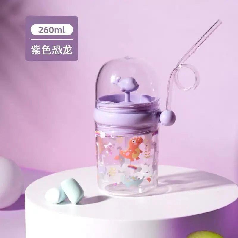 子供趣味ダイビングカップクジラ噴水カップ家庭用かわいい学生子供プラスチックカップ転倒防止携帯ストロー付き|undefined