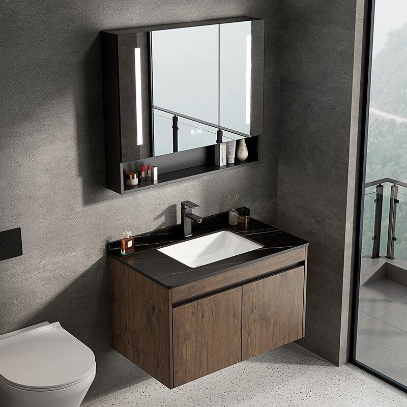 Space aluminum bathroom cabinet set with ceramic integrated basin, home bathroom washbasin cabinet set, washstand, handwashing sink Space aluminum bathroom cabinet set with ceramic integrated basin, home bathroom washbasin cabinet set, washstand, handwashing sink