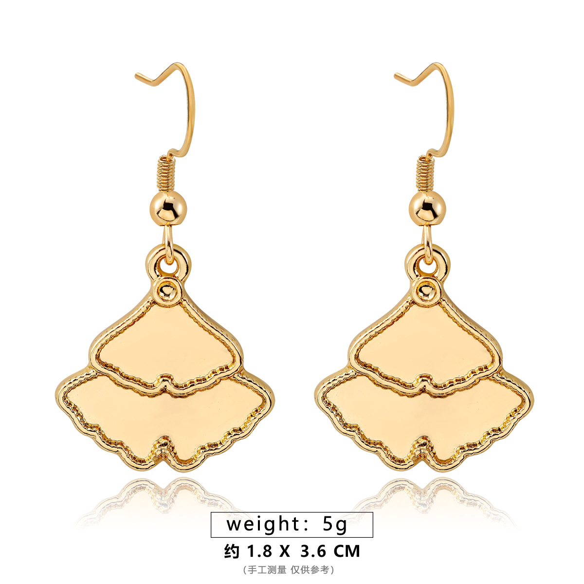 Overlapping Ginkgo Leaf Earrings [Earhook Style]