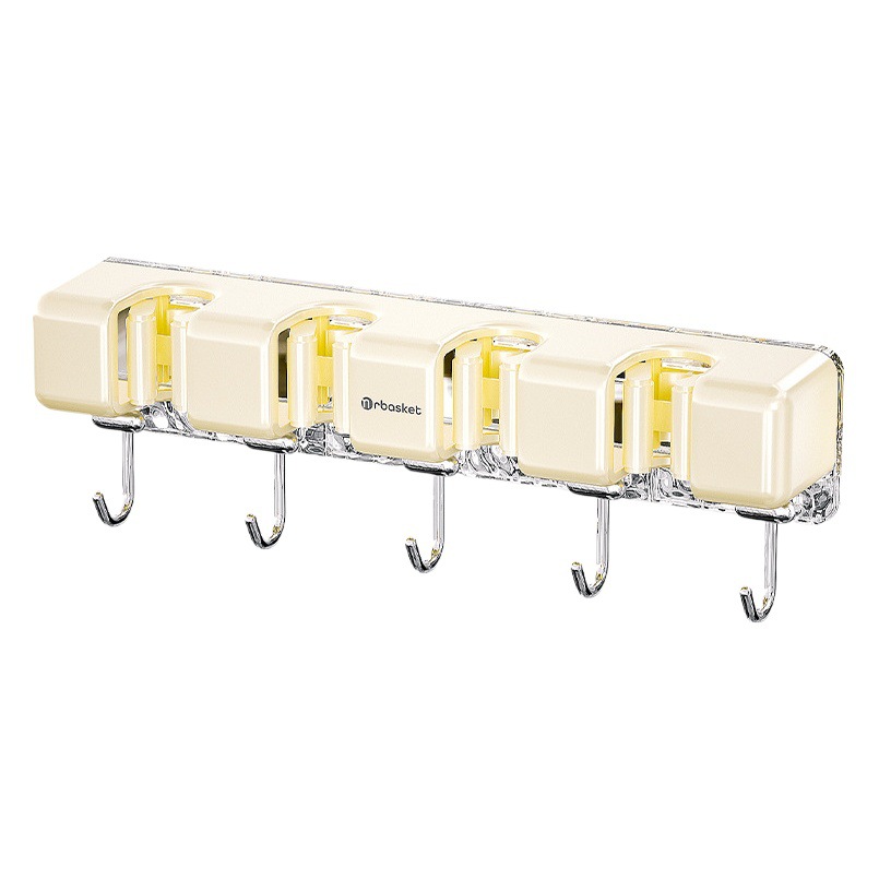 Estante de la fregona gancho fregona clip Punch-free montado en la pared baño fregona rack de almacenamiento fuerte hebilla fija escoba clip