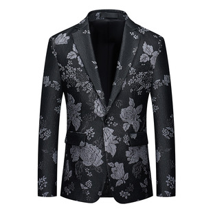 Ye Sheng 2025 New Business Casual Suit Jacket Men's Fashion Embroidered Flower Stage Work Dress Performance Clothing