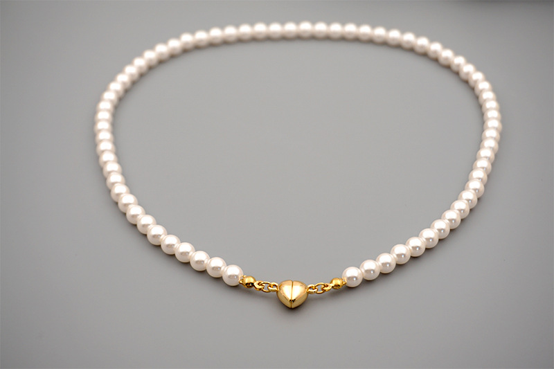 1 Piece Simple Style Heart Shape Artificial Pearl Alloy Beaded Womenu0027S Necklace