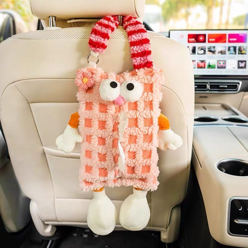 Car-Mounted Tissue Box Hanging Cartoon Monster Car Seat Back Tissue Hanging Bag Car Tissue Box Car Interior Decoration Supplies