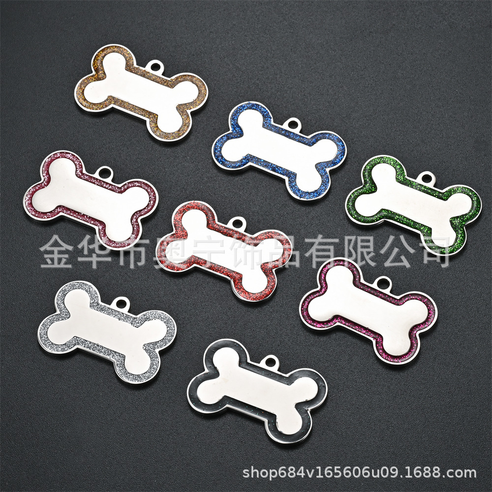 Fuente transfronteriza perro anti-perdida tarjeta de perro hueso de acero inoxidable borde de polvo flash tarjeta de mascota tarjeta de metal tarjeta láser