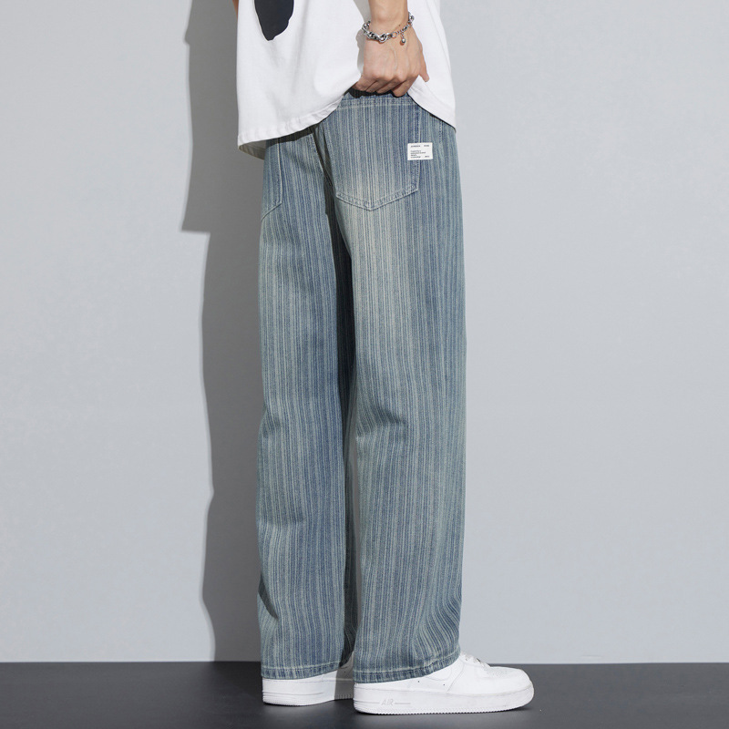 American Style Retro Jeans Men's Spring and Autumn New Fashionable Brand Loose Straight All-match Hong Kong Style Casual Long Pants for Men