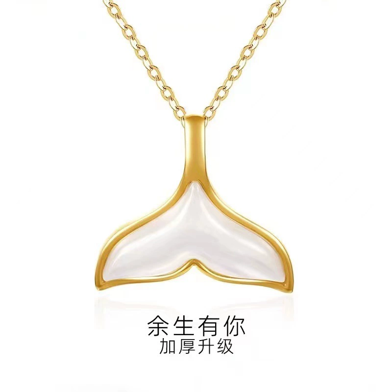 Ожерелье рыбий хвост женское золото 18 карат кулон рябчик розовое золото цепочка на ключицу Золотая ниша дизайн чувственный подарок для подруги