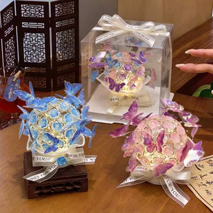 Ночник «Бабочка и шар из роз» сборный набор DIY