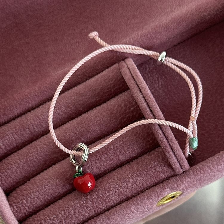 ciondolo rosso vigilia di Natale braccialetto rosa braccialetto di frutta della pace di Natale regolabile_voghion.com