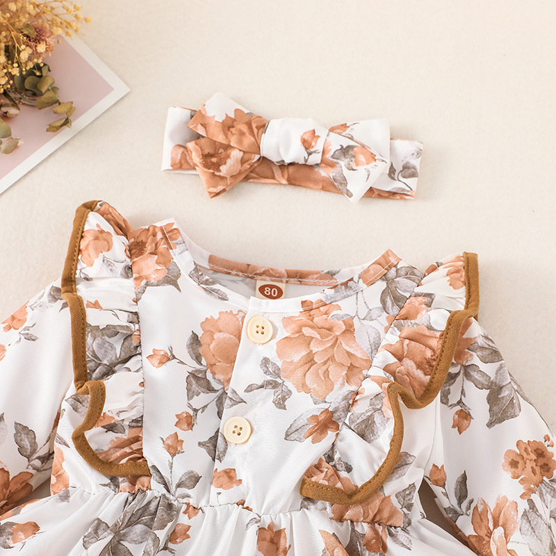 Blumen Set Für Mädchen Mit Oberteil Hose Und Kopftuch 3-teilig_voghion.com