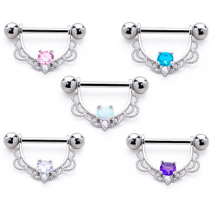Amazon AliExpress new diamond-encrusted zircon pendant breast ring stainless steel body piercing sexy breast piercing jewelry