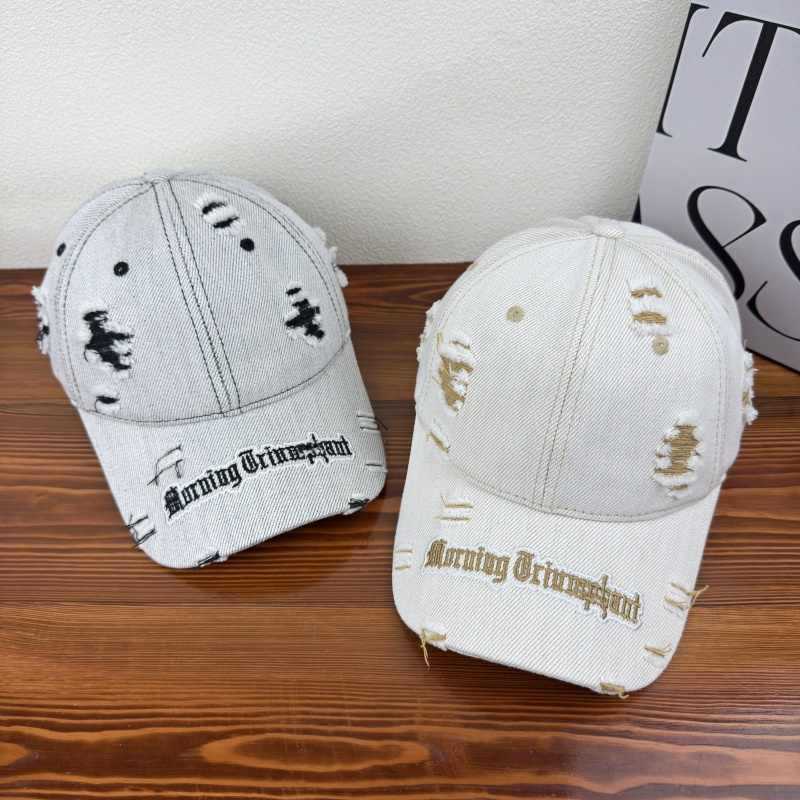 Gorras de béisbol de agujero lavado con agua para hombres y mujeres de otoño nicho marca de tendencia de calle amplio bisel protector solar nuevo blando borde afilado lengua de pato