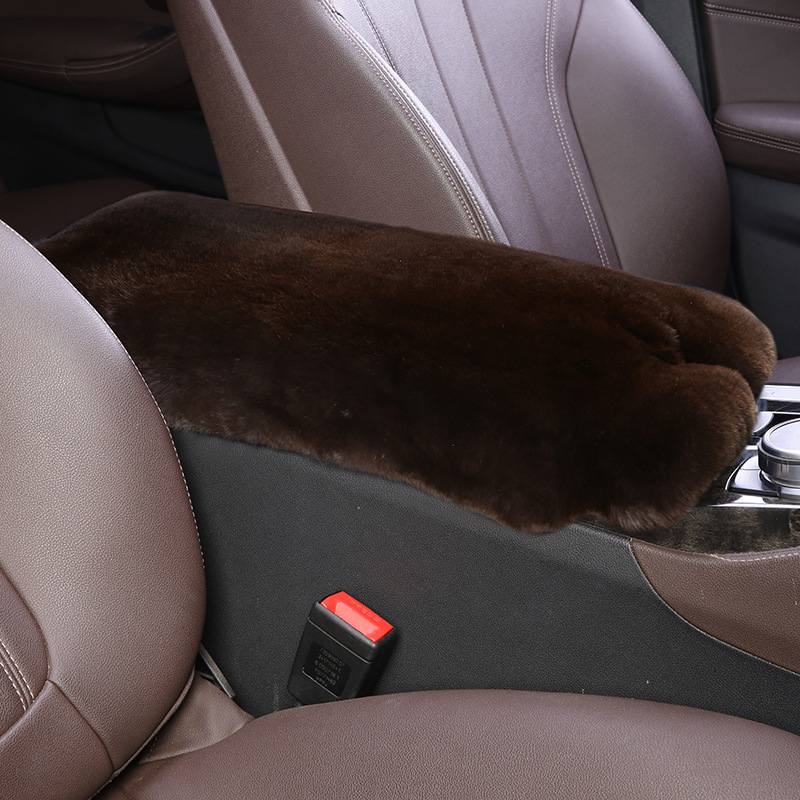 Universal – Pad Winter New Armrest box pad - coffee-original-color-high-quality-whole-rex-rabbit-skin