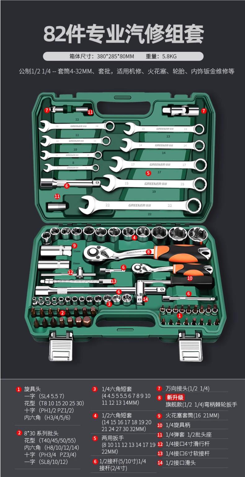 Auto Repair Tool Set, Socket Wrench, Ratchet, Car Repair Combination, Car Repair Tool Box, Multi-Functional Small Tool Set