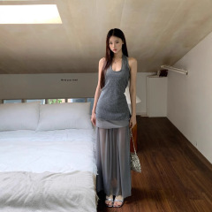 女性のための A ラインスカート 2025 夏の新しい気質ニッチロングスカートグレーヒップカバーハイウエストスリムシフォンスカート