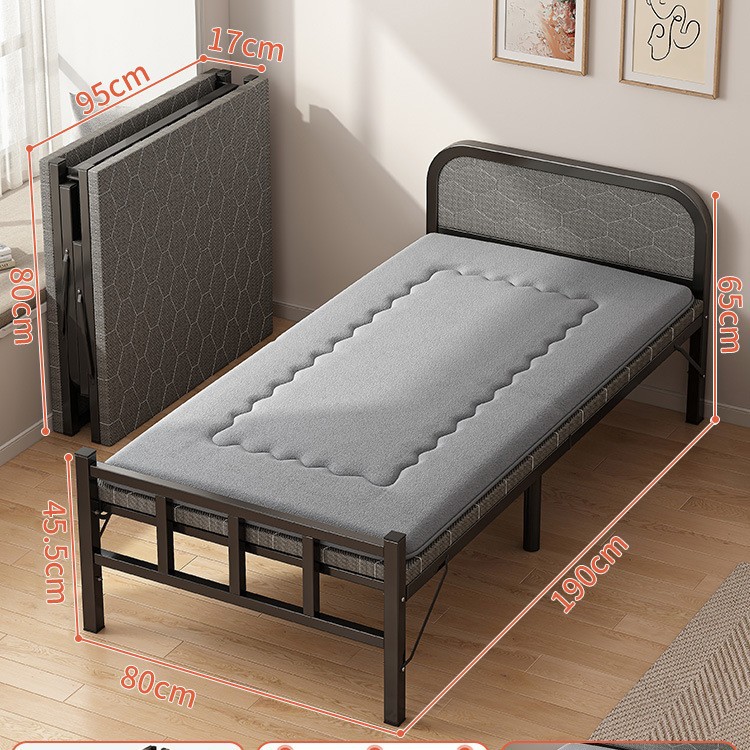 Cama plegable hogar individual cama simple cama supletoria 1,2 m reforzado almuerzo cama pequeña casa de alquiler adulto placa dura cama de hierro