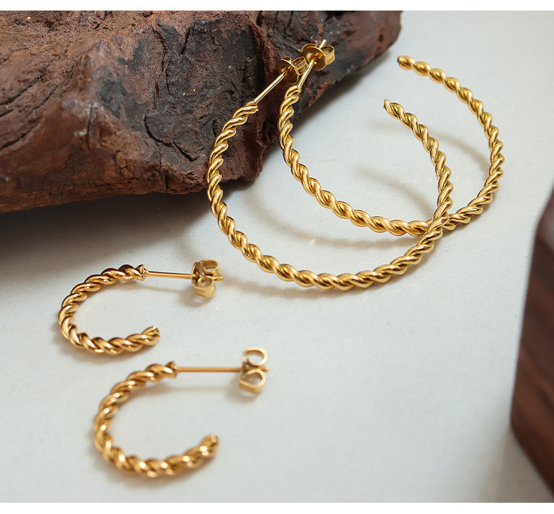 Fashion Twist Titanium Steel Plating Earrings Necklace