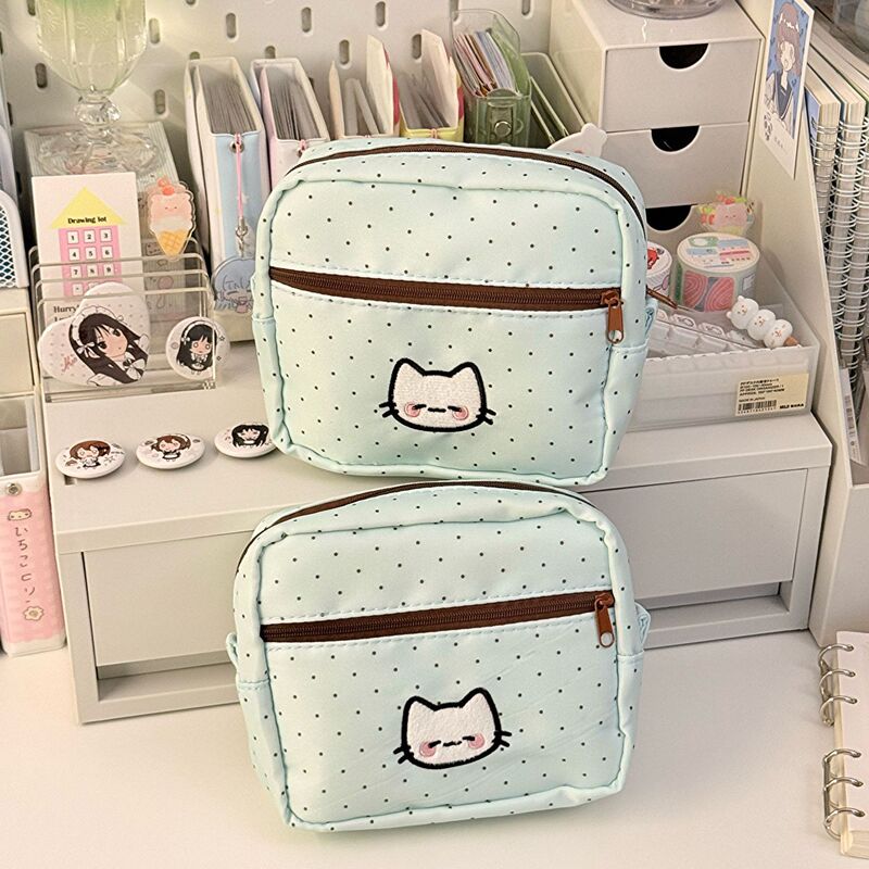 Ins Style Thin and Delicate Polka Dot Kitten Coin Purse Cute Sanitary Napkin Storage Bag Ccd Camera Bag Portable Makeup Bag Ins Style Thin and Delicate Polka Dot Kitten Coin Purse Cute Sanitary Napkin Storage Bag Ccd Camera Bag Portable Makeup Bag