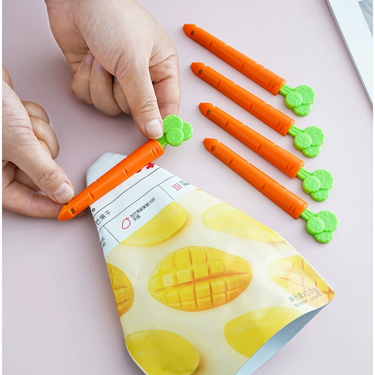 Корейский стиль 5 шт. Морковный уплотнительный зажим пищевой пакет уплотнительный Зажим пластиковый мультяшный пакет для закусок уплотнительная лента с магнитом