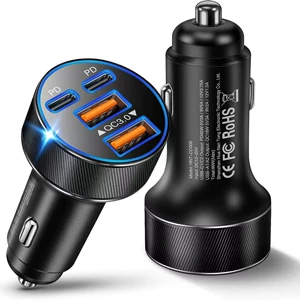 Yeni PD45W metal avtomobil şarj cihazı, çoxfunksiyalı super sürətli şarj, ikili QC30 avtomobil şarj cihazı