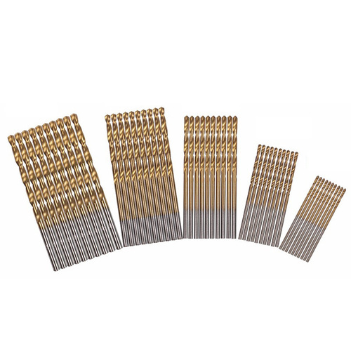 Cross-border shipping 50pc titanium plated twist drill set high speed steel wood drilling bit wholesale straight handle twist drill