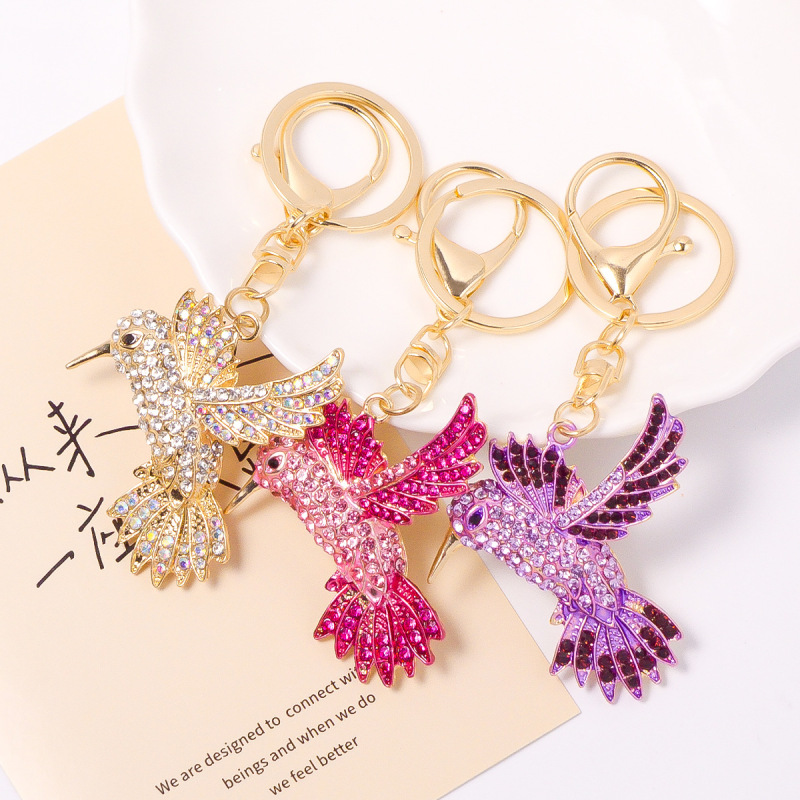 Cross-Border Popular Hummingbird Rhinestone Metal Keychain Small Pendant Animal Bird Yiwu Small Commodity Keychain Wholesale Cross-Border Popular Hummingbird Rhinestone Metal Keychain Small Pendant Animal Bird Yiwu Small Commodity Keychain Wholesale