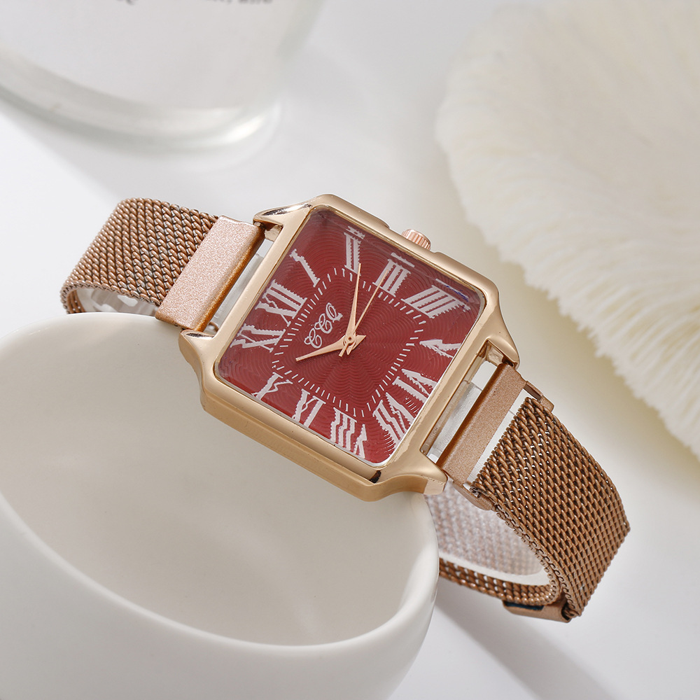 New Roman numeral square dial with simple and thin strap, trendy internet celebrity small shop quartz women's watch_voghion.com