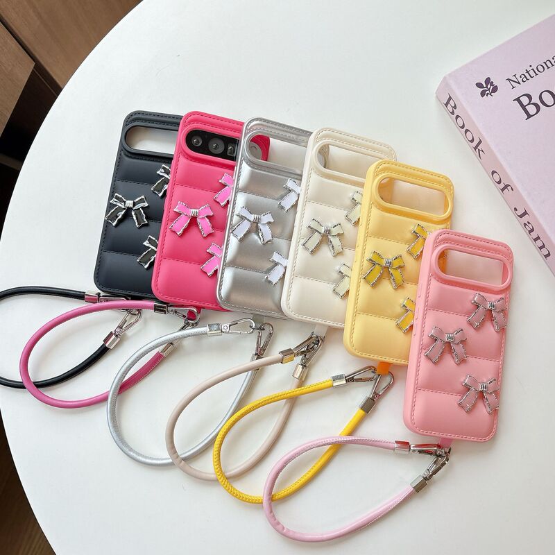 Suitable for Google Pixel 10 Phone Case, Google 9A Bow Tie Lanyard, 8Pro down Jacket Protective Soft Cover Suitable for Google Pixel 10 Phone Case, Google 9A Bow Tie Lanyard, 8Pro down Jacket Protective Soft Cover