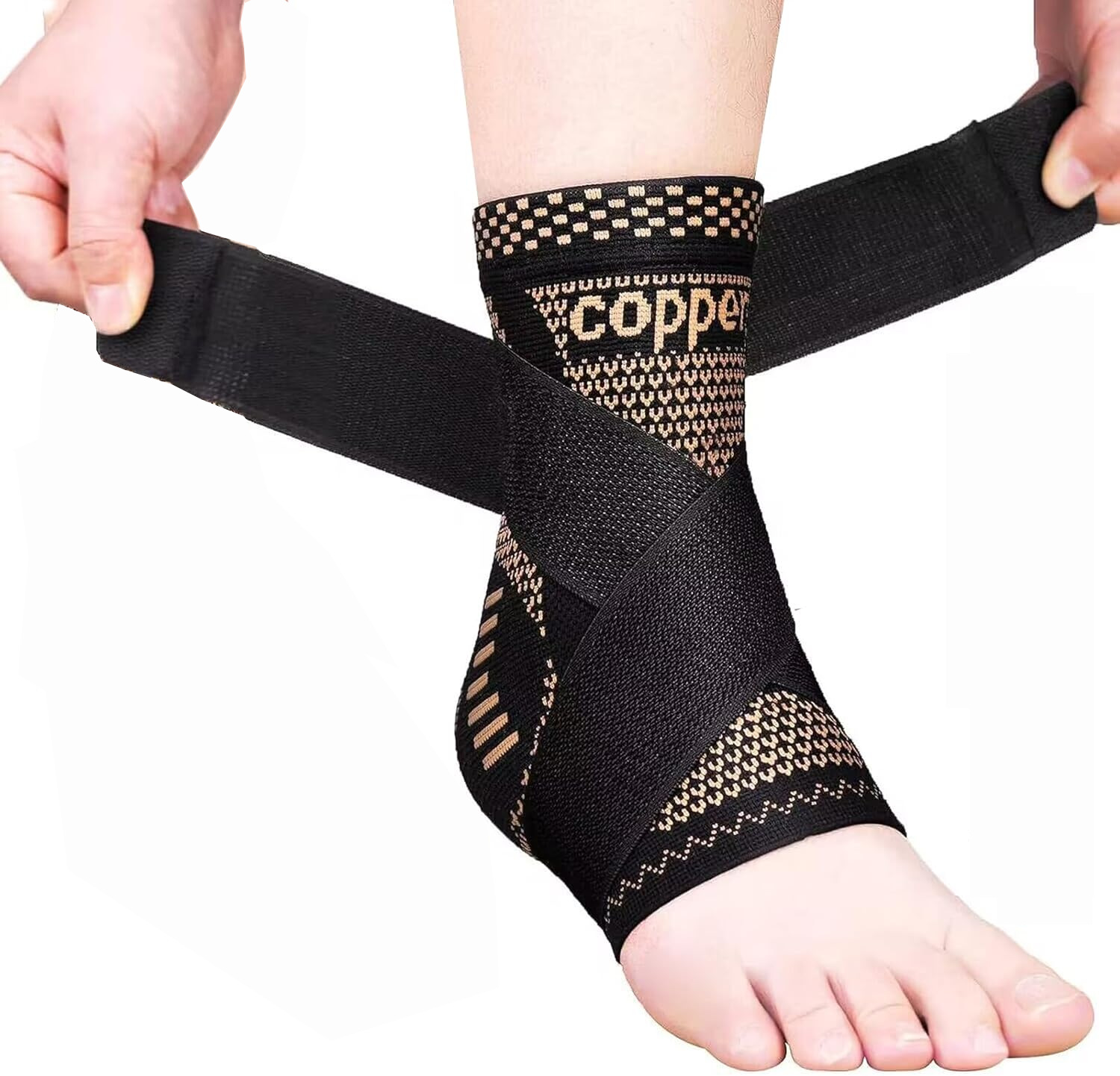 Venta al por mayor de fábrica de fibra de cobre deportes protección del tobillo nylon de punto protección del tobillo transpirable de iones de cobre Protección deportiva