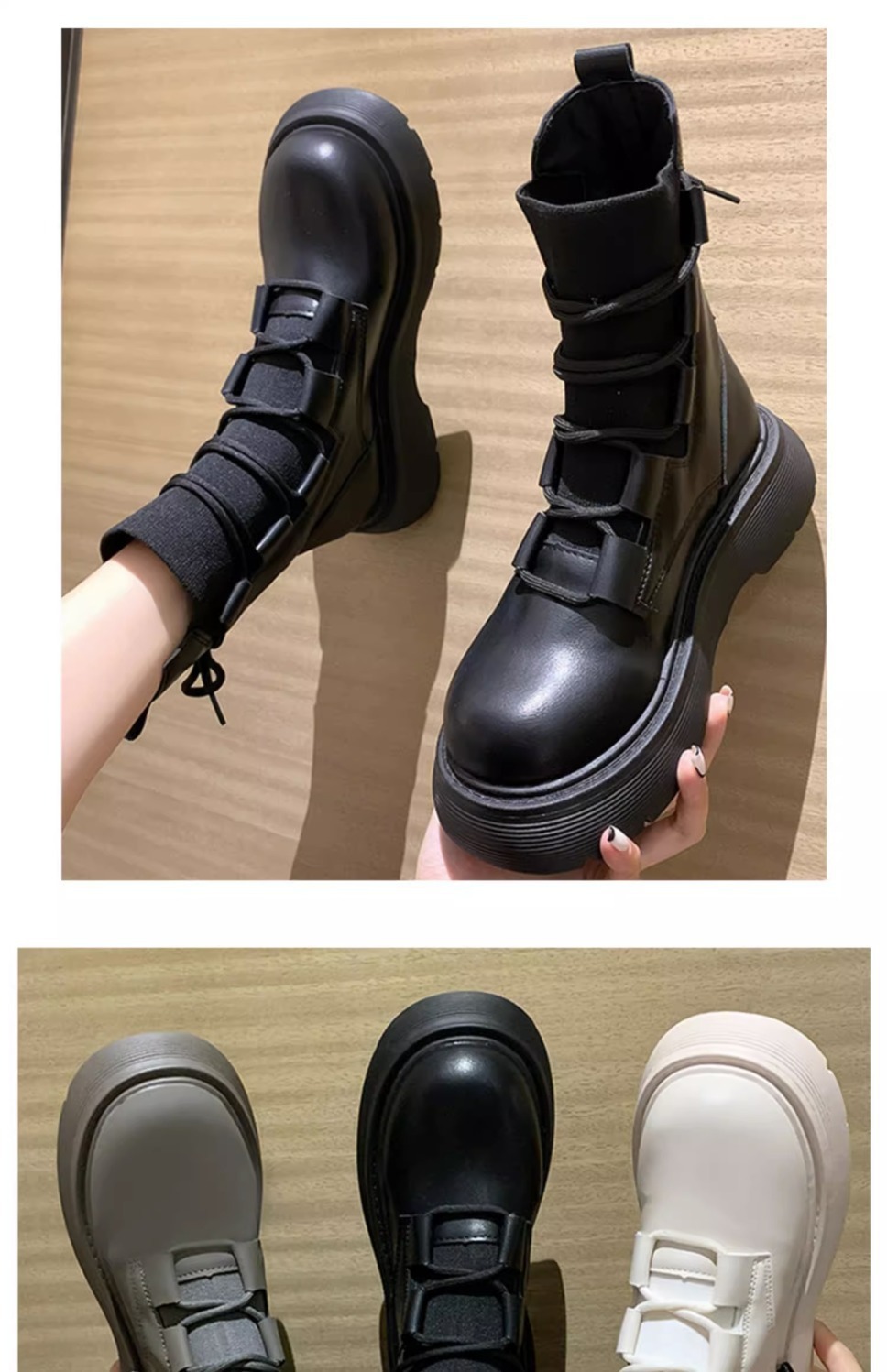 British Style Martin Boots Women’s Thick-soled Knitted Casual Shoes_voghion.com